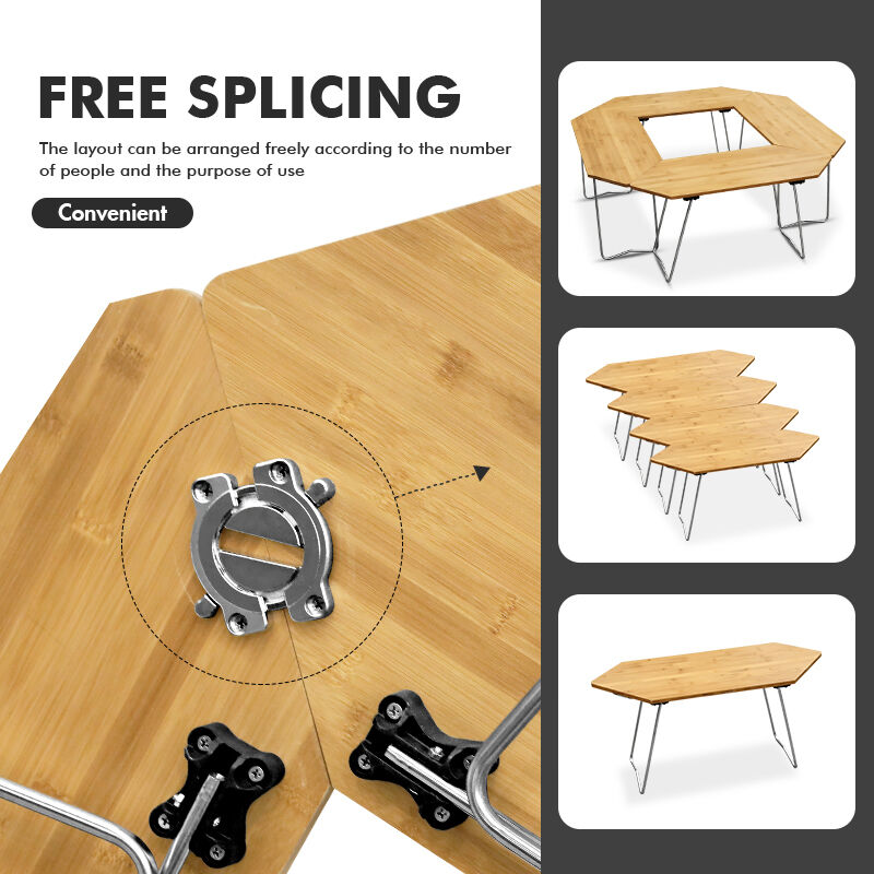 Portable Wood Camping Table Folding Outdoor Table with 108*108*40cm Size