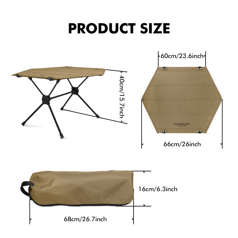 Kinggear Aluminum Frame Lightweight Portable Camping Table Folding Picnic Table for Outdoor Use