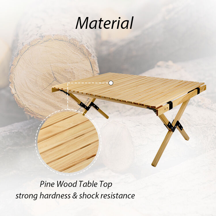 Portable Folding Pine Wood Camping Table for Outdoor Picnic and BBQ