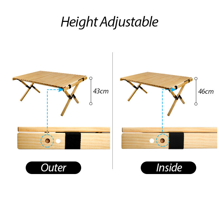 Portable Folding Pine Wood Camping Table for Outdoor Picnic and BBQ