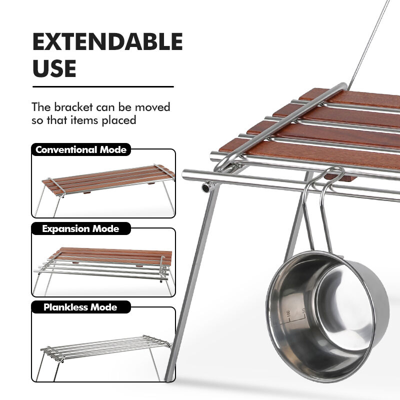 Durable Sabili Wood Camping Rack Portable Folding Table 40*15*55cm for Outdoor Use