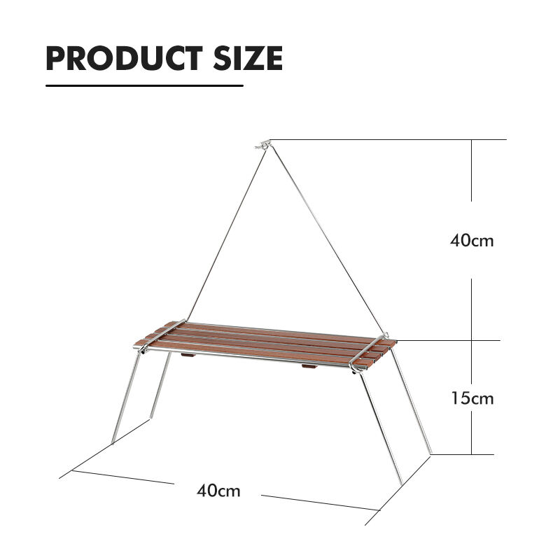 Durable Sabili Wood Camping Rack Portable Folding Table 40*15*55cm for Outdoor Use