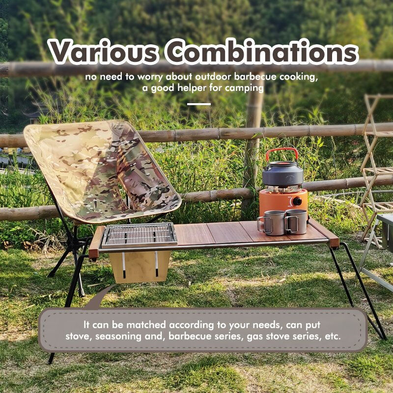 Kinggear Stainless Steel Lightweight Foldable Camping Table BBQ IGT Table for Outdoor Use
