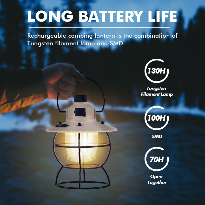 Rechargeable Retro USB Camping Lantern IP44 Rated Outdoor Light for Camping and Tents