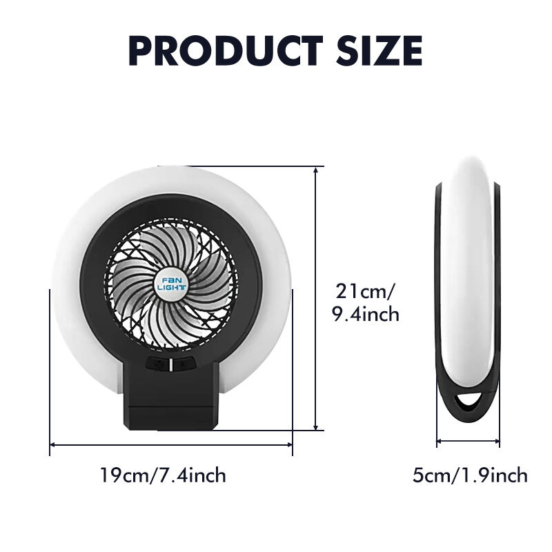 Outdoor Hiking Portable Rechargeable USB Fan with 2-in-1 LED Light for Camping and Tents