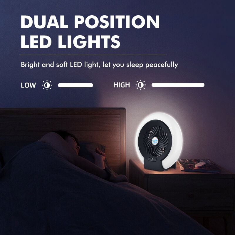 Outdoor Hiking Portable Rechargeable USB Fan with 2-in-1 LED Light for Camping and Tents