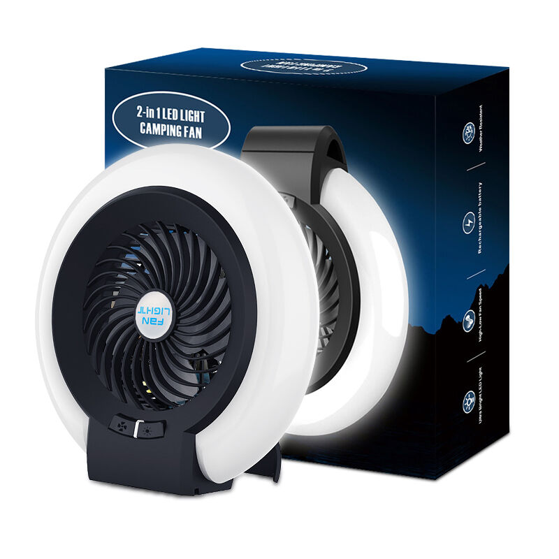 Outdoor Hiking Portable Rechargeable USB Fan with 2-in-1 LED Light for Camping and Tents