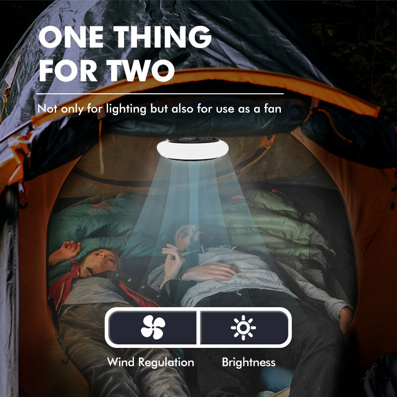 Outdoor Hiking Portable Rechargeable USB Fan with 2-in-1 LED Light for Camping and Tents