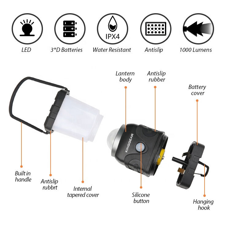 Kinggear 1000 Lumen Rechargeable LED Camping Lantern with 4 Light Modes Portable Light
