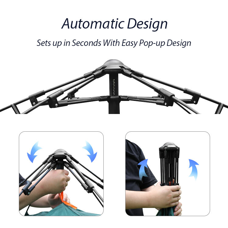 Automatic Setup Popup Tent with 170t Polyester Fabric and Silver Coating for Camping