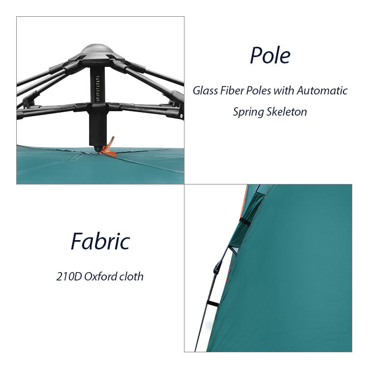 Automatic Setup Popup Tent with 170t Polyester Fabric and Silver Coating for Camping
