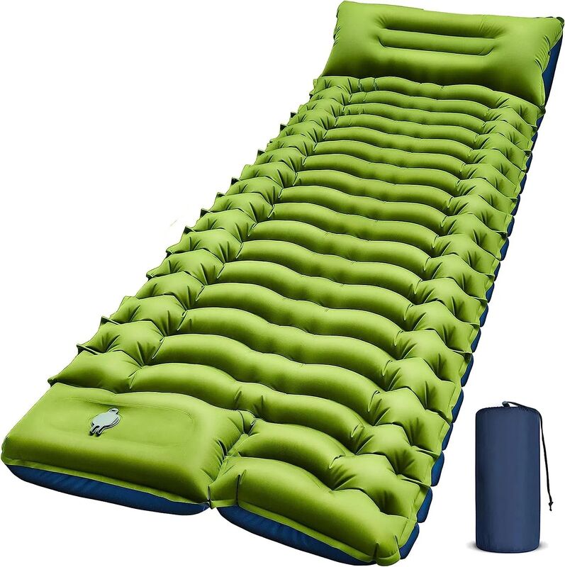 KingGear Inflatable Sleeping Pad with Built-in Foot Pump 10cm Thickness and Customizable Design for Camping Comfort