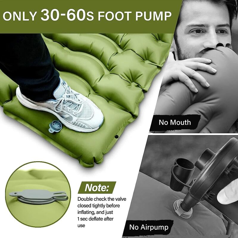 KingGear Inflatable Sleeping Pad with Built-in Foot Pump 10cm Thickness and Customizable Design for Camping Comfort