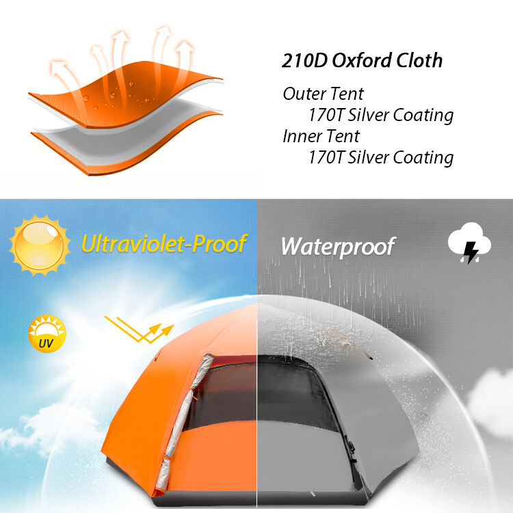 Kinggear Outdoor Ultralight Waterproof 3-4 Person Pop up Tent for Camping and Beach