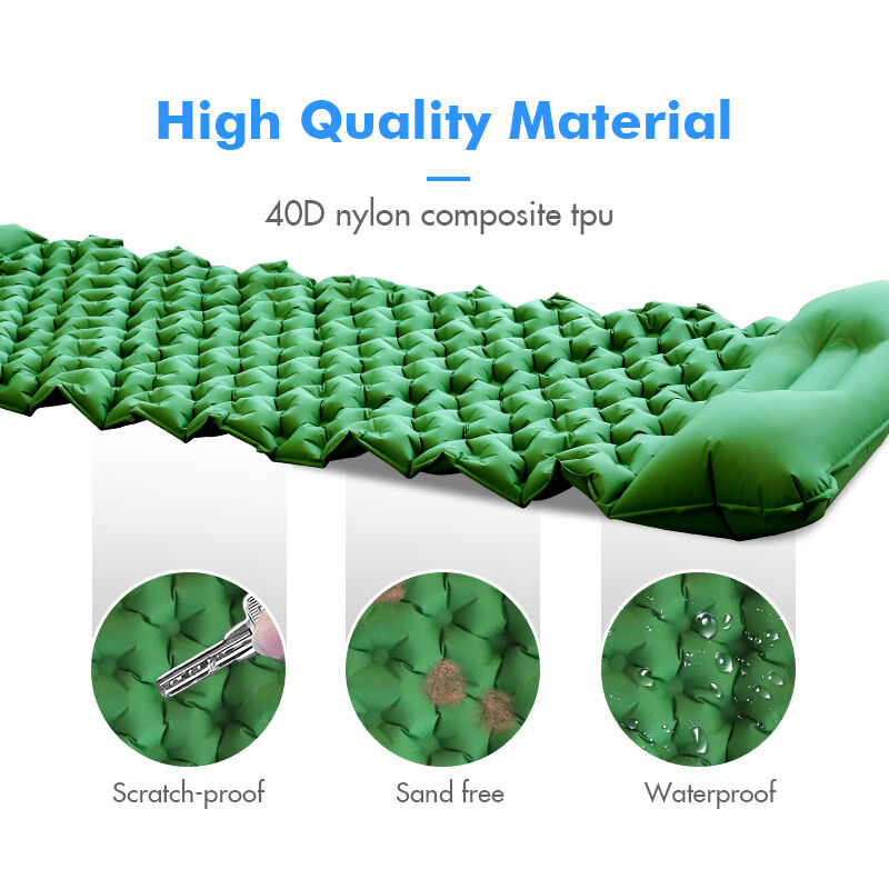 Kinggear 40D Nylon+TPU Inflatable Camping Sleeping Pad with 190×62×6cm Size and Waterproof Design