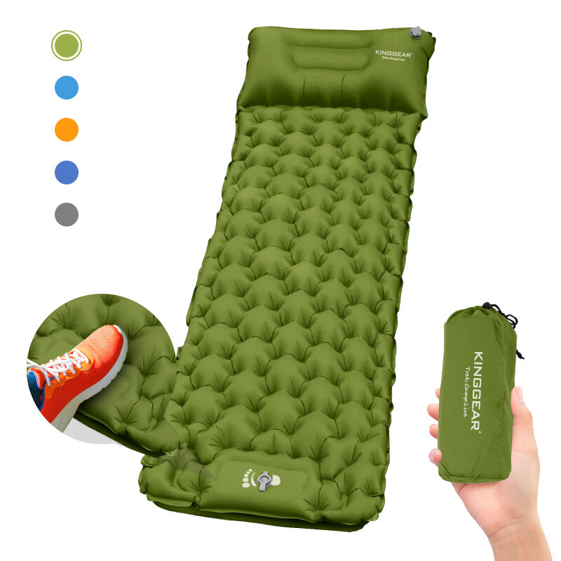 Waterproof Camping Sleeping Pad with Built-in Foot Pump 190×62×6cm Inflatable Sleeping Mat