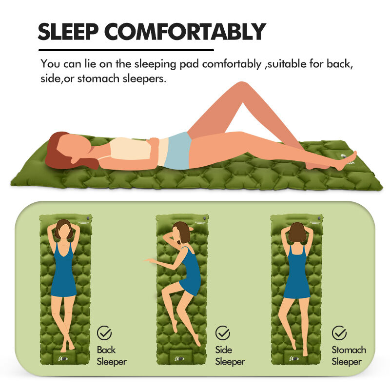 Waterproof Camping Sleeping Pad with Built-in Foot Pump 190×62×6cm Inflatable Sleeping Mat