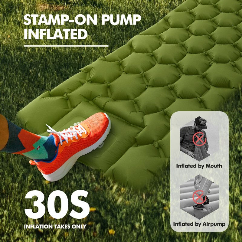 Waterproof Camping Sleeping Pad with Built-in Foot Pump 190×62×6cm Inflatable Sleeping Mat