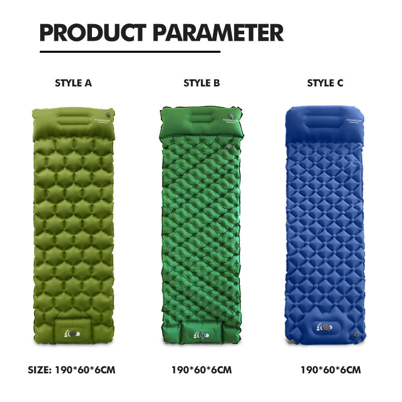 Waterproof Camping Sleeping Pad with Built-in Foot Pump 190×62×6cm Inflatable Sleeping Mat