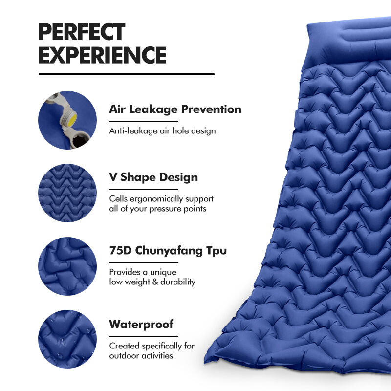 Ultralight 860g Camping Sleeping Pad with 8cm Thickness and 75D Chunya Textile TPU Inflatable Camping Mat