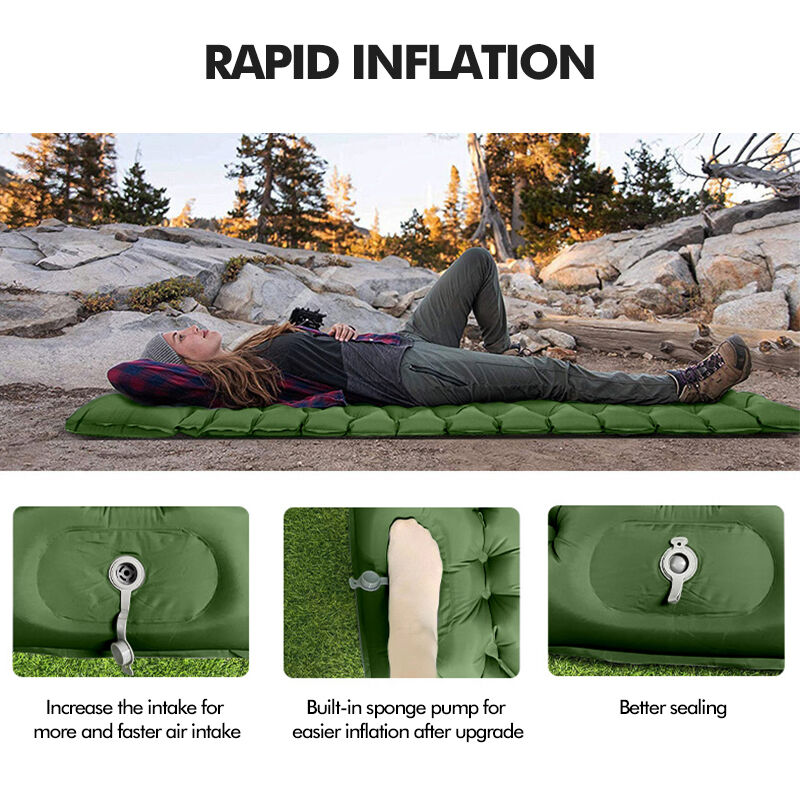 KingGear 2 Person Camping Pad with Built-in Foot Pump and 9cm Thickness Inflatable Sleeping Mat