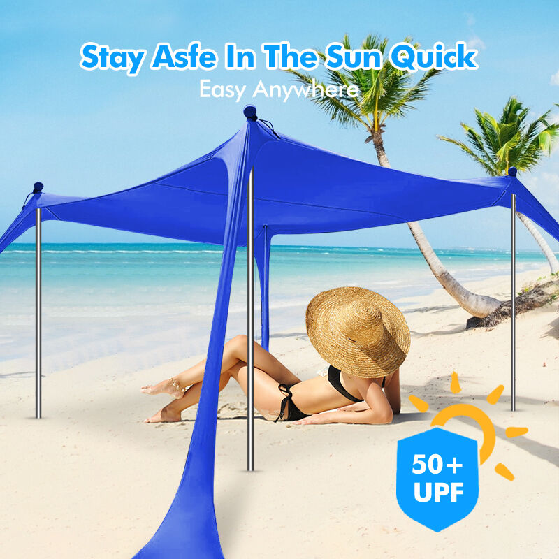 Portable UV 50+ Beach Tent Sun Shelter with Aluminum Poles for Camping and Outdoor Use