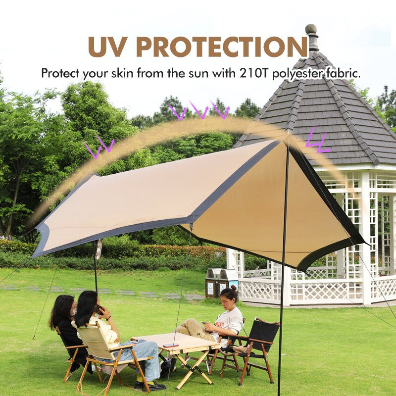 Waterproof 1000-1500 mm Camping Tarp Tent with 210T Polyester Fabric and Aluminum Pole Frame