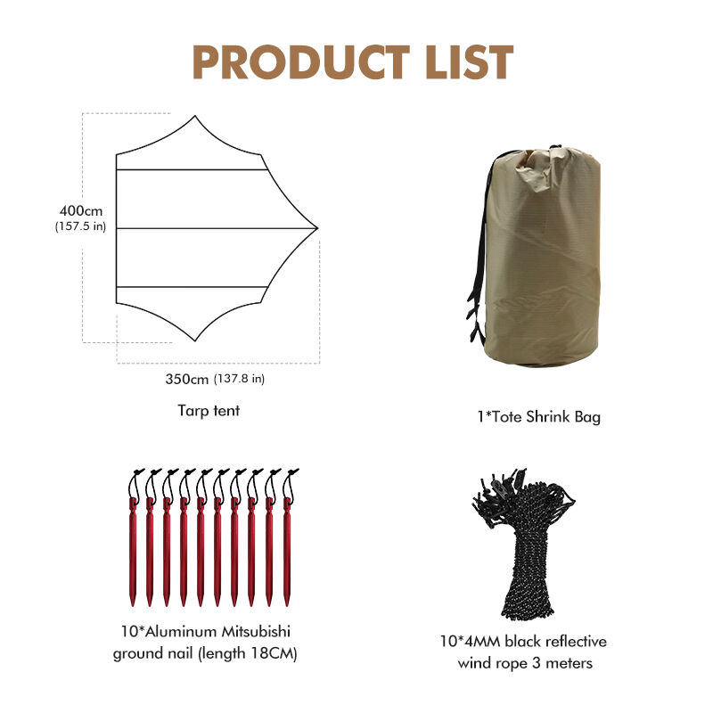 Waterproof 1000-1500 mm Camping Tarp Tent with 210T Polyester Fabric and Aluminum Pole Frame