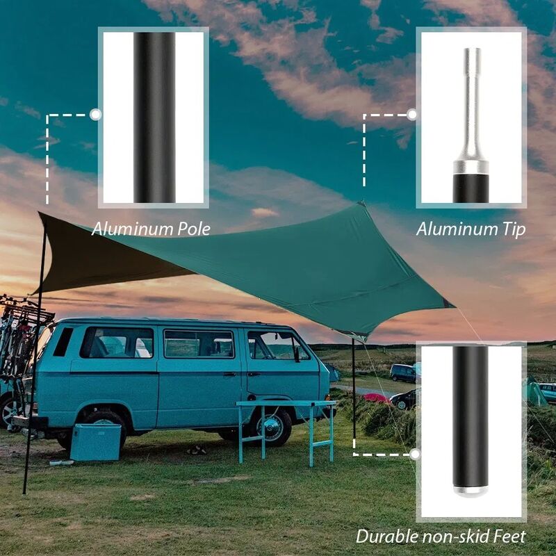 Ultralight Foldable 13mm Diameter Aluminum Camping Tent Pole for Outdoor Tarp Support