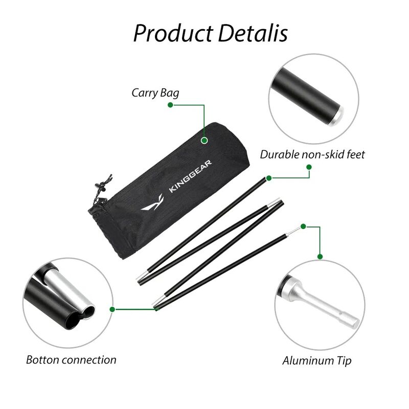 Ultralight Foldable 13mm Diameter Aluminum Camping Tent Pole for Outdoor Tarp Support