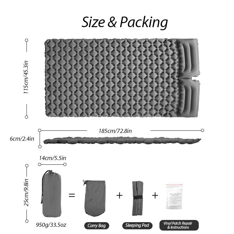 Kinggear Waterproof Double Size Inflatable Sleeping Pad with Customizable Design for Camping