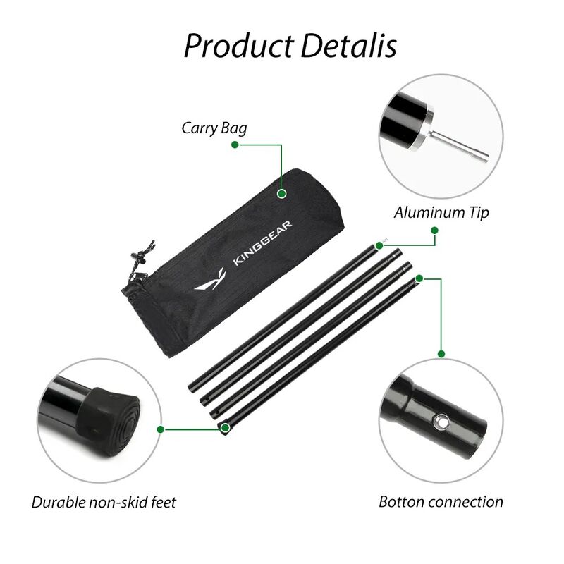 Ultralight Height Adjustable 29mm Aluminum Camping Tent Pole for Outdoor Tarp Support