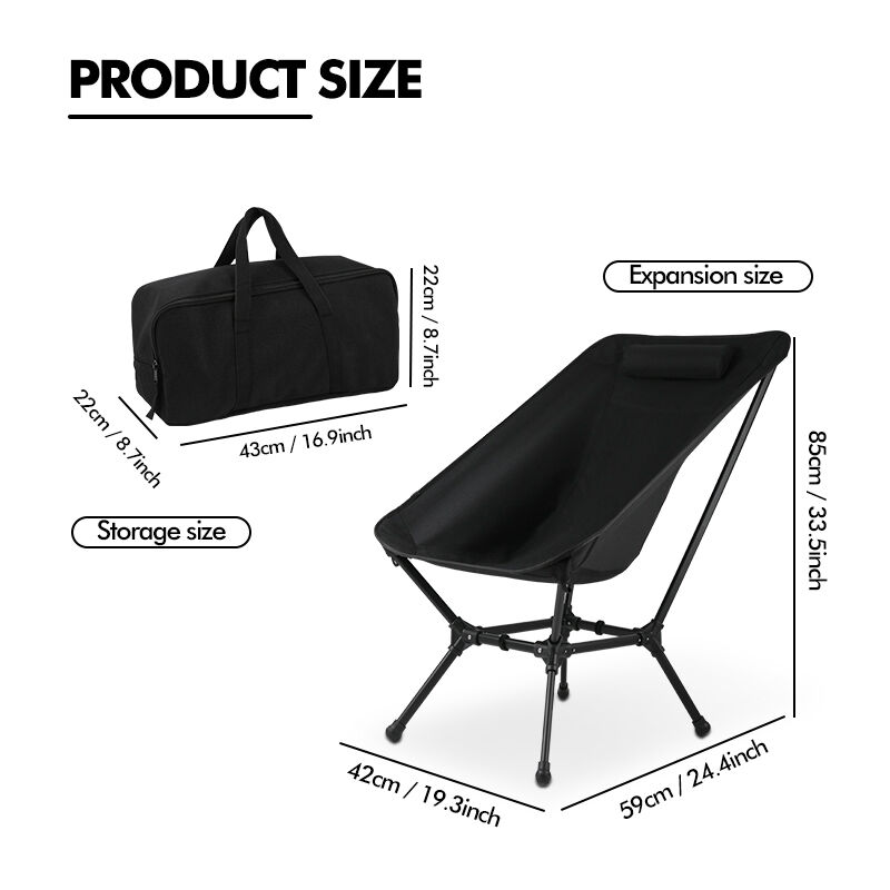 Kinggear Outdoor Lightweight Adjustable Folding Camping Chair with Oxford Cloth and Aluminum Frame