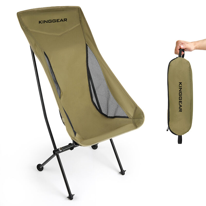 Kinggear Wholesale OEM Custom Folding High-Back Beach Chair with Aluminum 7075 Frame and Customized Logo