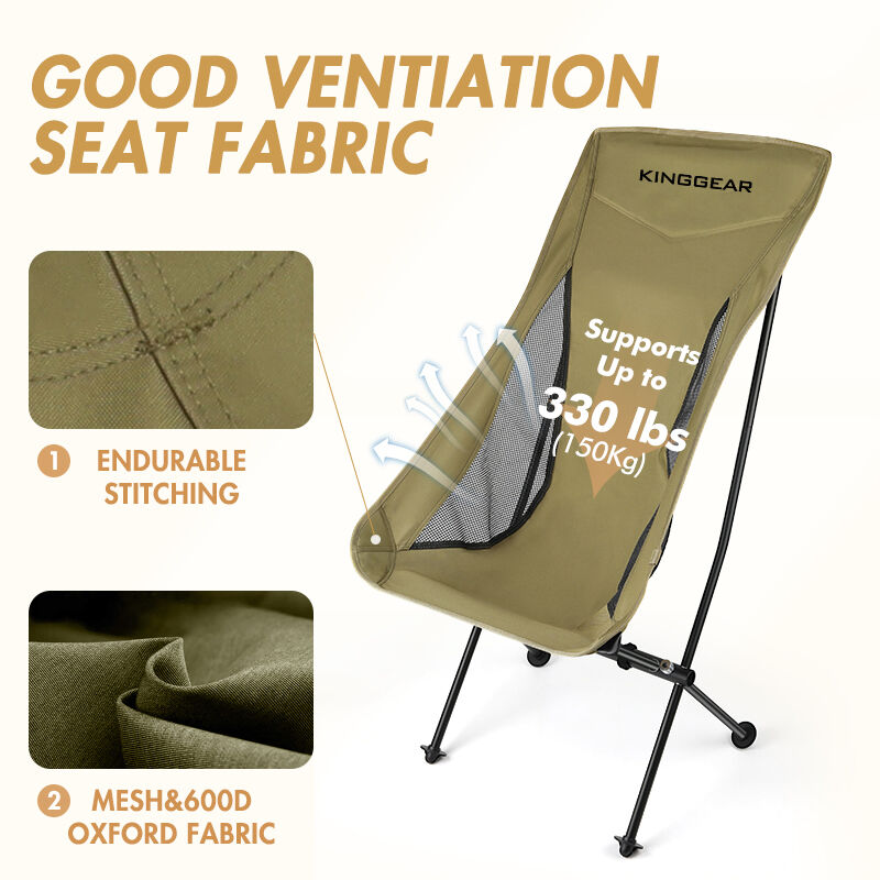 Kinggear Wholesale OEM Custom Folding High-Back Beach Chair with Aluminum 7075 Frame and Customized Logo