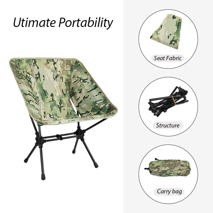 KingGear Outdoor Portable Moon Chair with 7075 Aluminium Frame and 600D Oxford Fabric for 120kg Load Bearing
