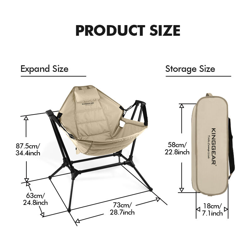KingGear Outdoor Portable Camping Rocking Chair with Aluminum 7075 Frame and Oxford Cloth Fabric - Customized Logo Available
