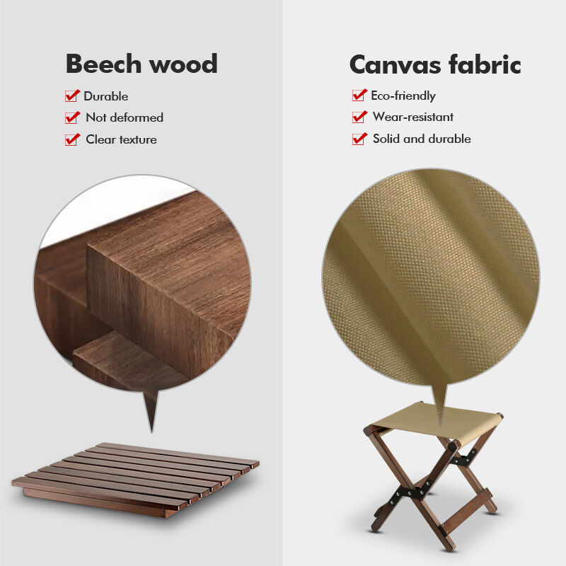 Portable Beech Wood Folding Chair with Custom Logo and Foldable Design for Outdoor Camping
