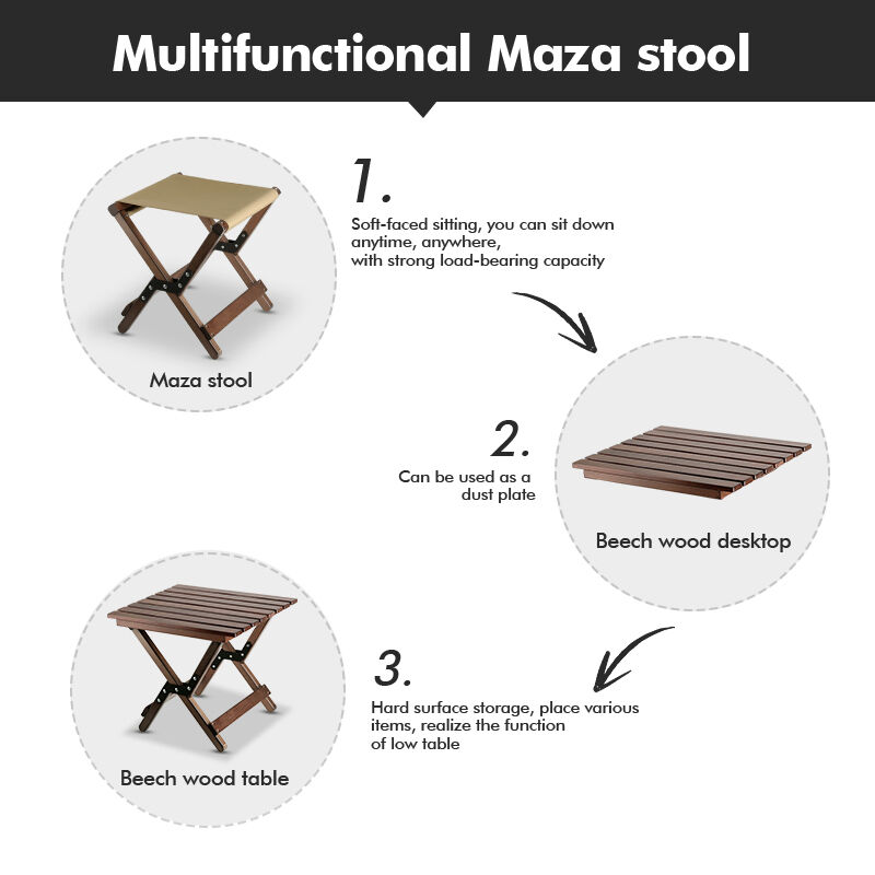 Portable Beech Wood Folding Chair with Custom Logo and Foldable Design for Outdoor Camping