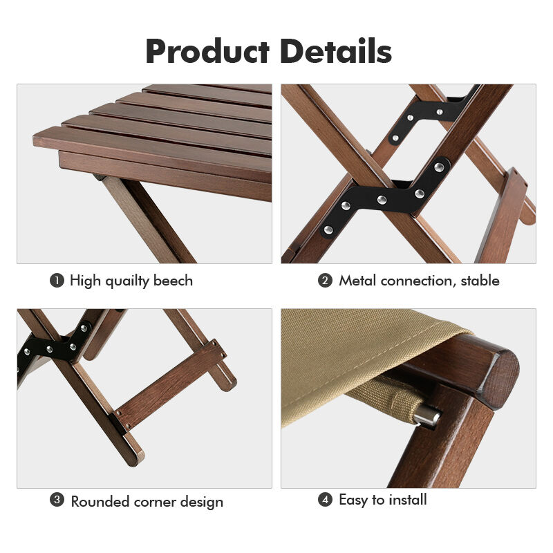 Portable Beech Wood Folding Chair with Custom Logo and Foldable Design for Outdoor Camping