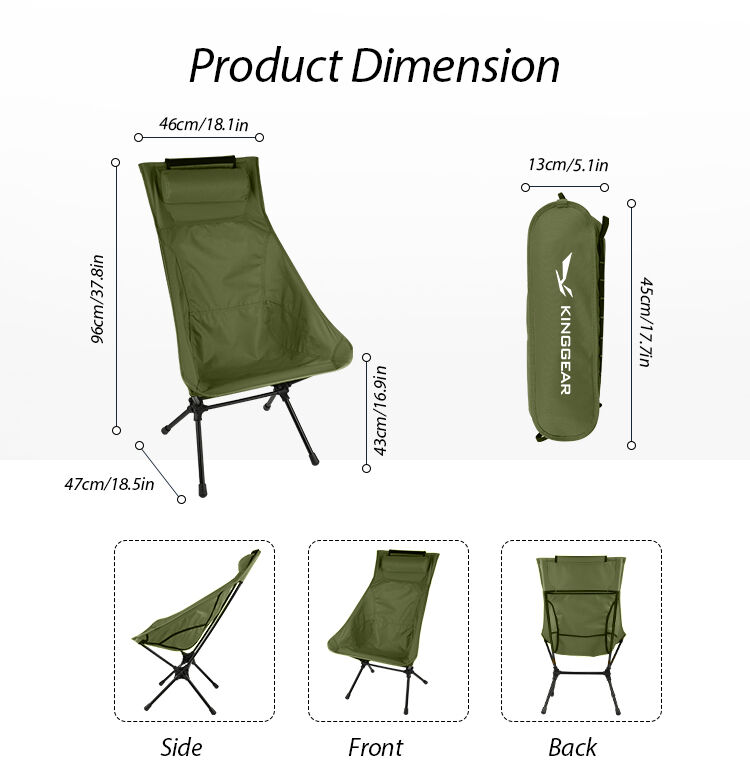 Kinggear Heavy Duty 150kg Load Bearing Camping Chair with 7075 Aluminum Frame and Foldable Design