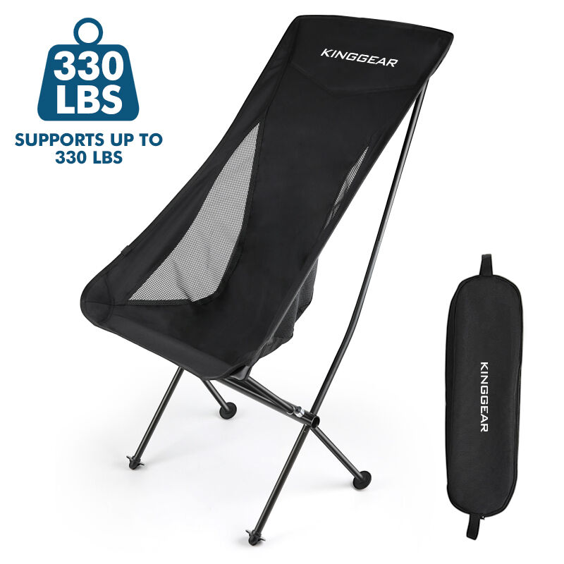Kinggear Ultralight High Back Camping Chair with Aluminum Alloy Frame - Portable Folding Chair for Outdoor Use