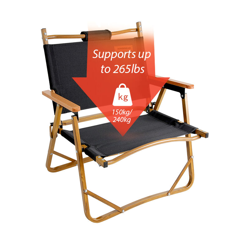 Custom Logo Foldable Kermit Chair with Wood Grain Aluminum Frame and 600D Oxford Cloth for 150kg/240kg Load Bearing