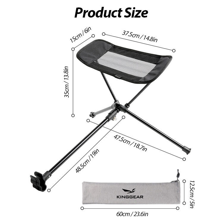 Aluminum Frame Portable Recliner Footrest with Oxford Cloth and Telescopic Size 48.5-76cm