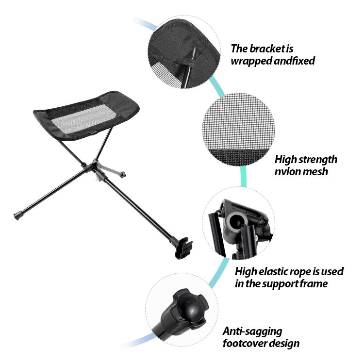 Aluminum Frame Portable Recliner Footrest with Oxford Cloth and Telescopic Size 48.5-76cm