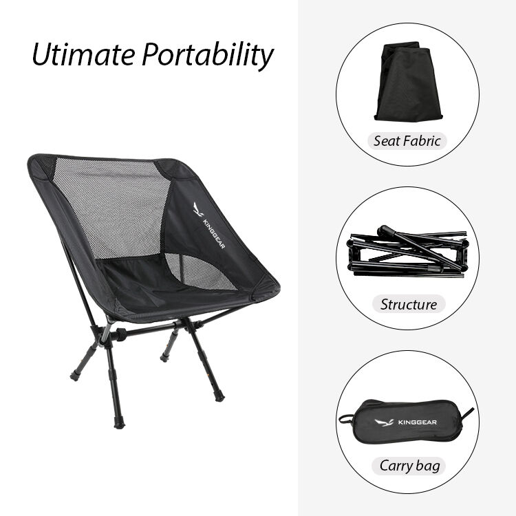 Hot Seller 7075 Aluminium Frame Camping Chair with 120kg Load Bearing and Height Adjustable Leg Folded Portable Chair