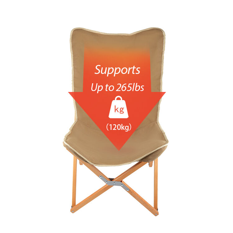 Portable Backpack Folding Camping Chair with 120kg Load Bearing 16A Canvas Fabric and Beech Wood Frame