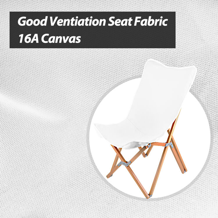 Beech Wood Frame Folding Camping Chair with 120kg Load Bearing and 16A Canvas Fabric