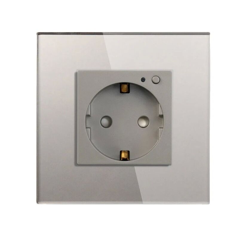 16A Max Current Smart Plug with Tuya APP Remote Control and Tempered Glass Panel WiFi Socket