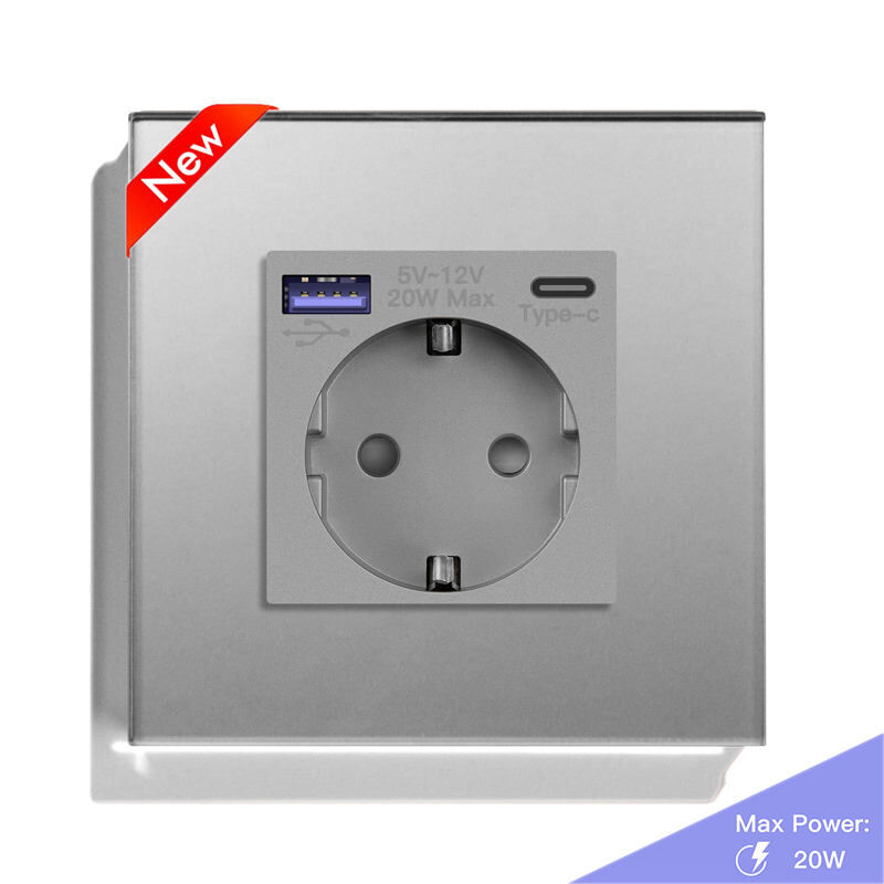 Mvava 20W Type C EU Wall Socket with USB Ports Smart Electrical Socket